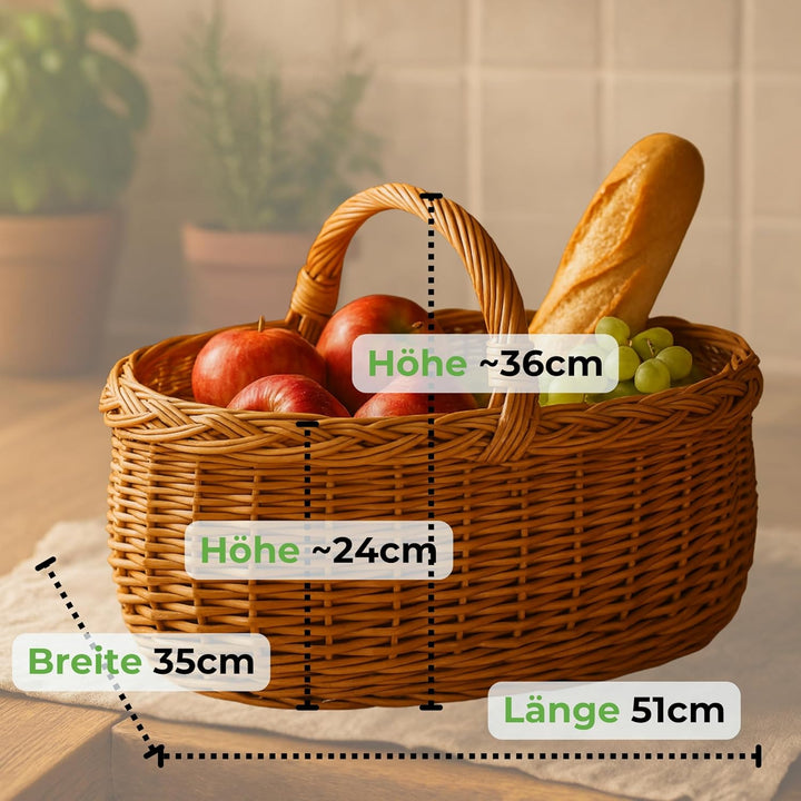 YULKA Weidenkorb Einkaufskorb 51 cm oval