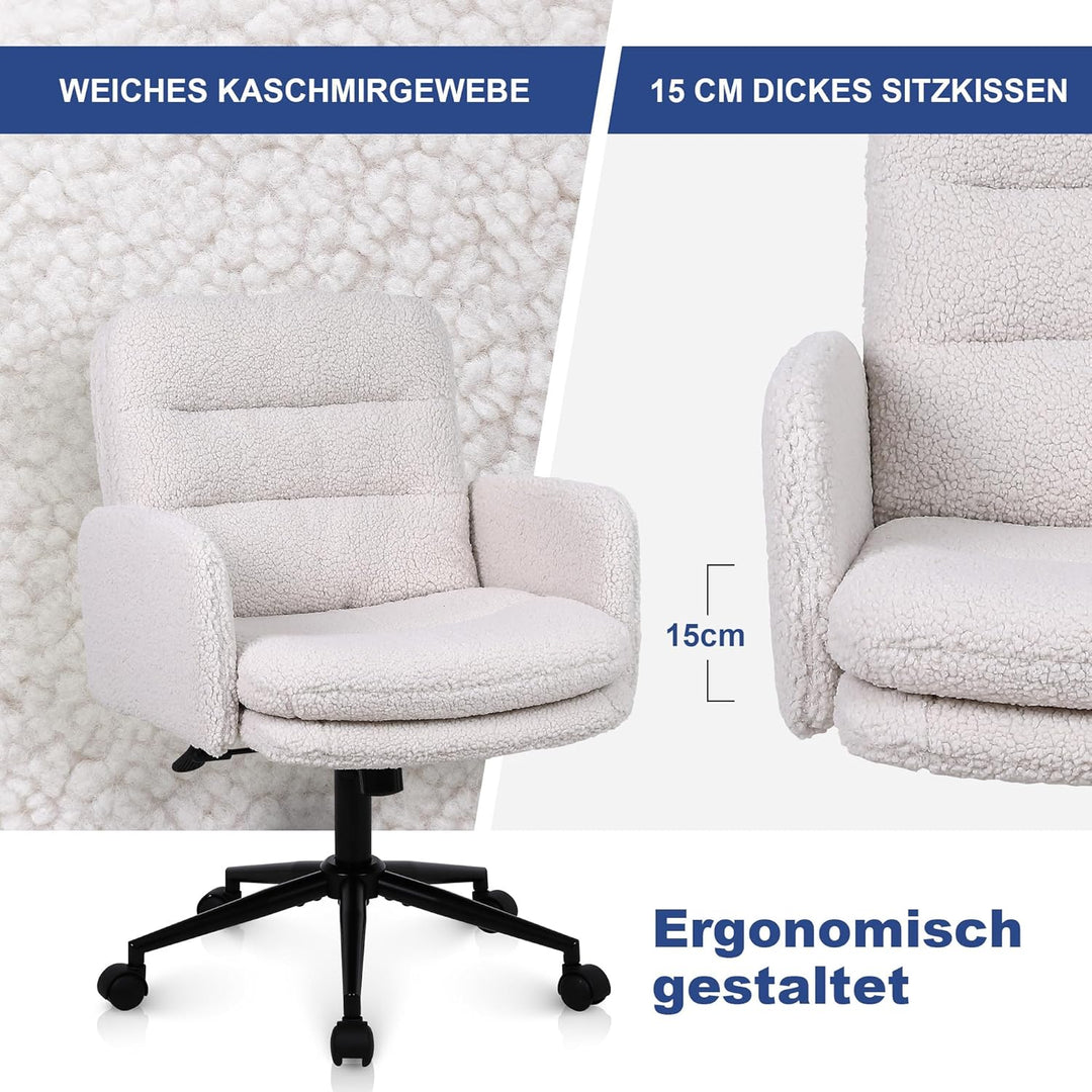 Youhauchair Schreibtischstuhl, Schminktisch Stuhl aus Kunstpelz, Bequemer Drehstuhl Schreibtisch Stu