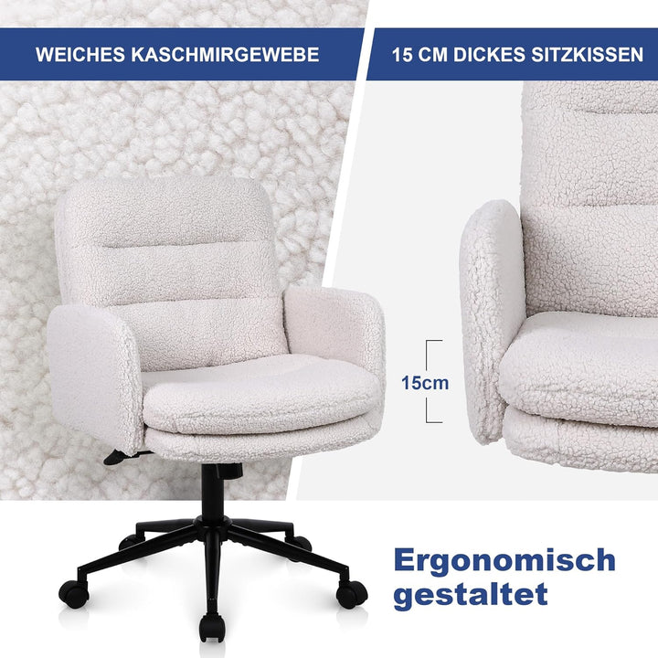 Youhauchair Schreibtischstuhl, Schminktisch Stuhl aus Kunstpelz, Bequemer Drehstuhl Schreibtisch Stu