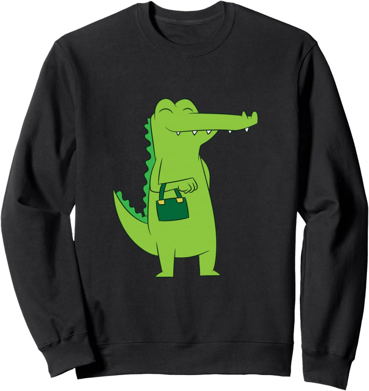 Krokodil Mit Handtasche Lustiger Alligator Sweatshirt