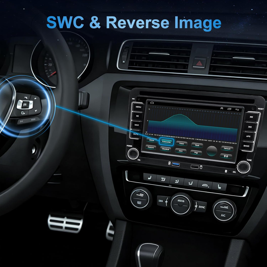 Android 15 Autoradio 2+64GB für VW Golf 5 6 Polo 6R Passat T5 Seat Skoda, 7 Zoll 2DIN Car Radio mit