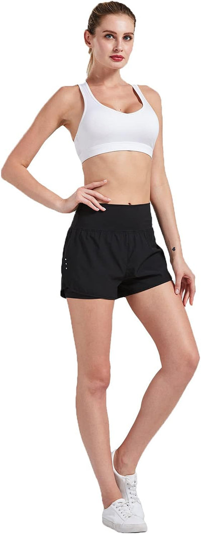 VIGVAN 2 in 1 Laufhose Damen Sport Shorts Sommer Kurze Hose Schnell Trocknend Fitness Shorts Yoga Sh