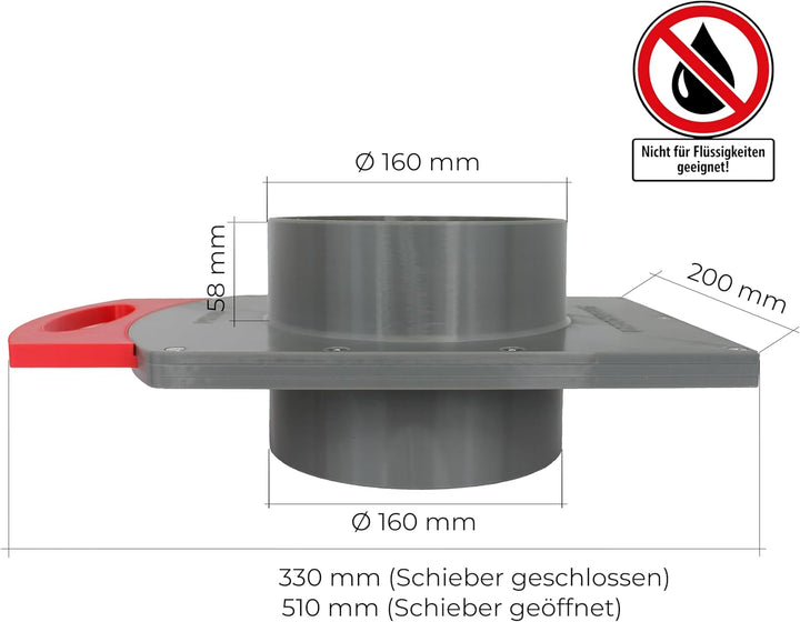 GENERIC DN 160mm Luft-Absperrschieber | Blastgate | PETG | Werkstattabsaugung | Absauganlage | Klima