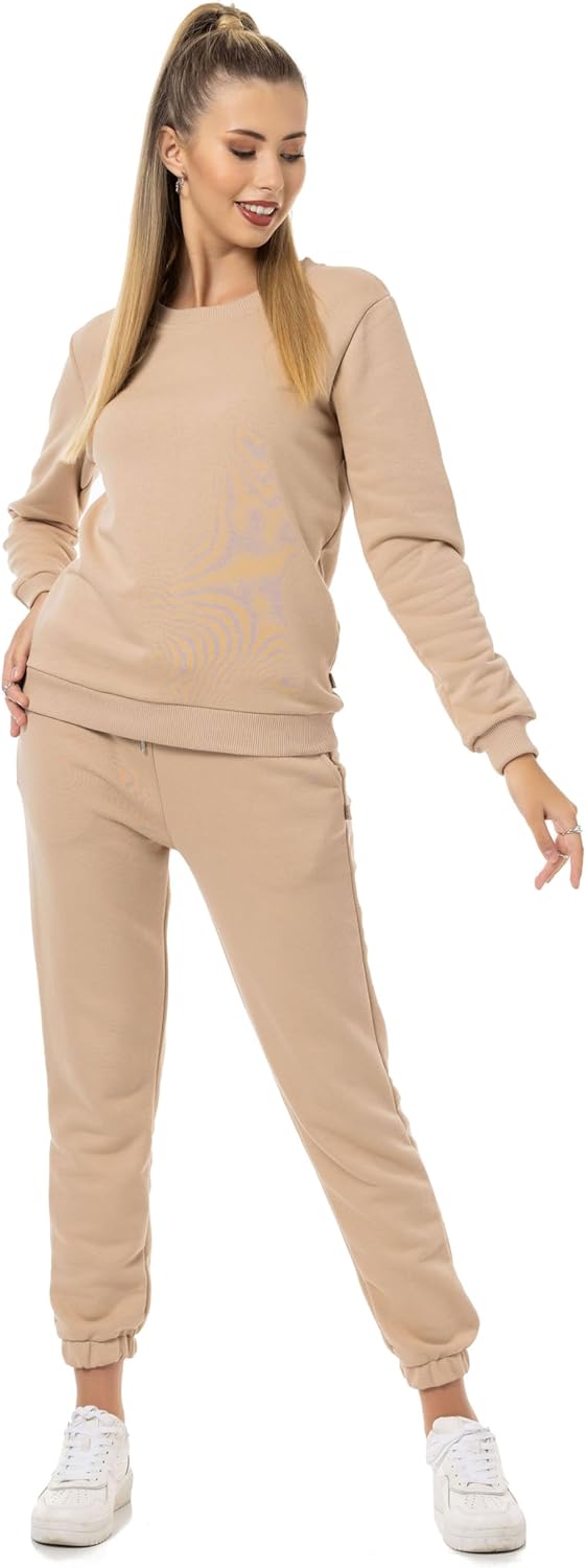 Red Bridge Damen Freizeitanzug Jogginganzug Hose Sweatshirt Premium Basic XS Beige, XS Beige