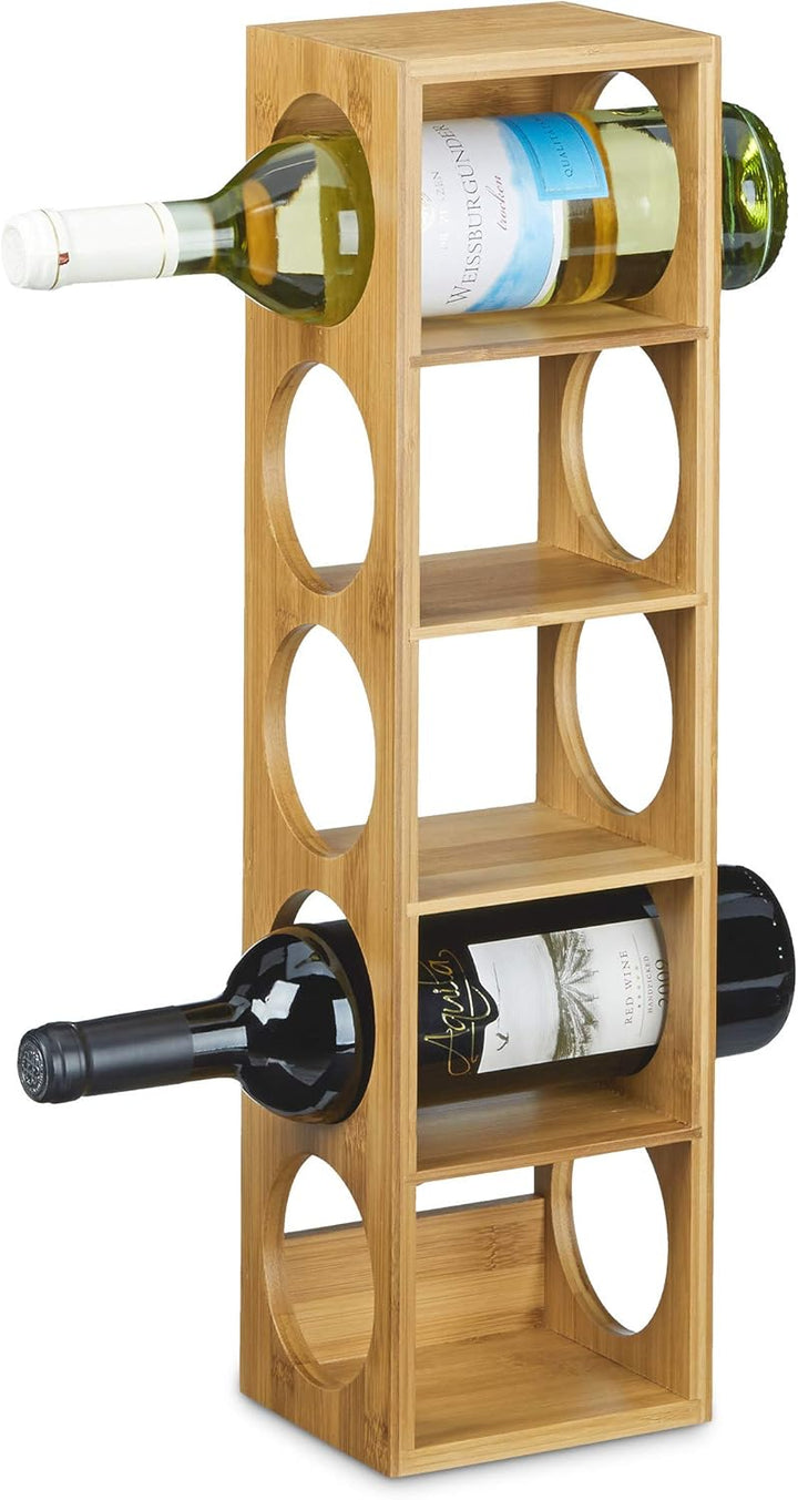 Relaxdays 2X Weinregal Bambus, Flaschenhalter 5 Fächer, Holzregal für Wein, Flaschenregal modern, Hx