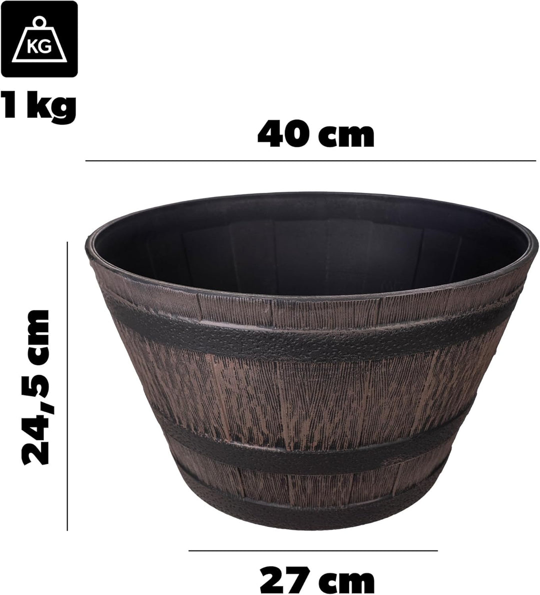 KADAX Blumentopf, Blumenkübel aus Kunststoff, runder Pflanzkübel, Innen- und Aussenbereich, Übertopf