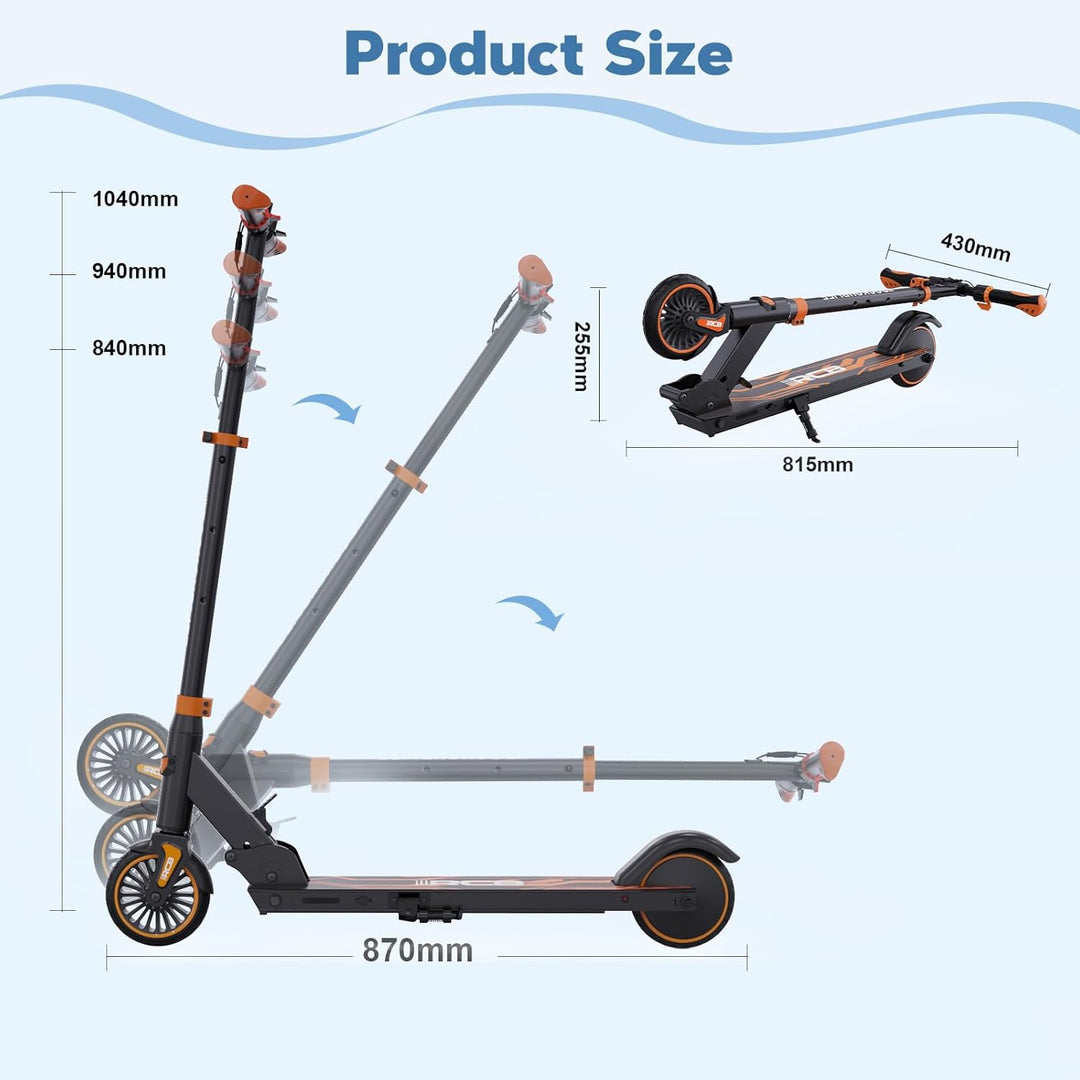RCB R15 E-Scooter Kinder (8-12-16 Jahre) - bis zu 20 Km/h, Max. Reichweite 16Km, Elektroroller Faltb