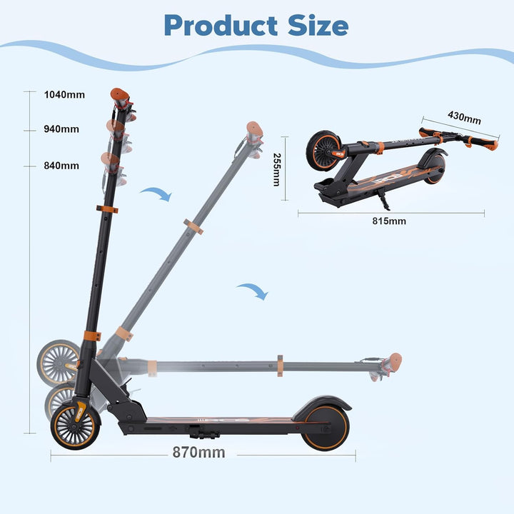 RCB R15 E-Scooter Kinder (8-12-16 Jahre) - bis zu 20 Km/h, Max. Reichweite 16Km, Elektroroller Faltb