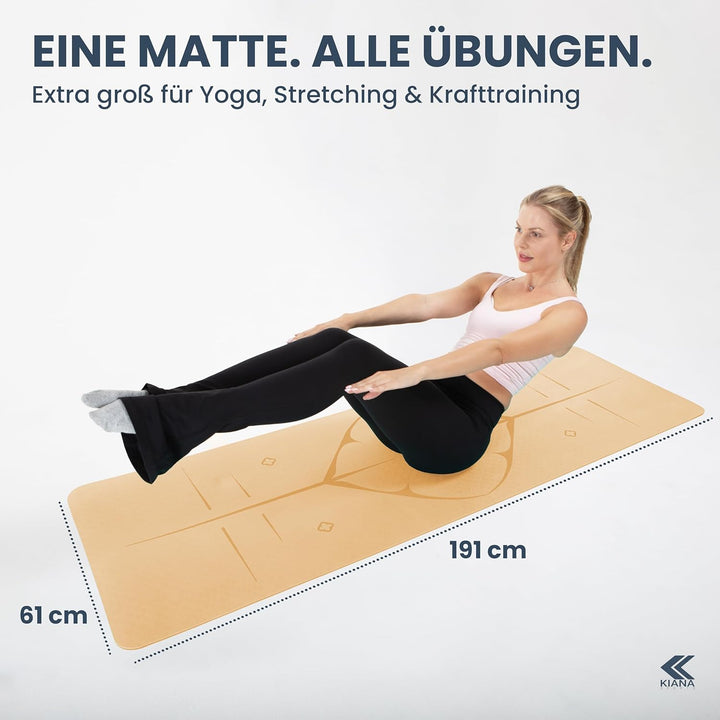 Yoga Matte – Rutschfeste Sportmatte in Deutschland entwickelt – 2 Komfort-Dicken – Formstabile Yogam