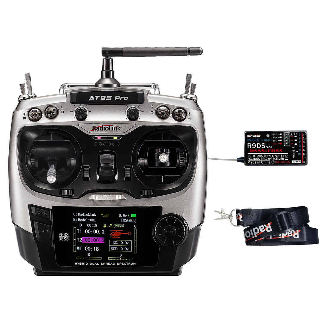 Radiolink AT9S Pro RC Fernsteuerung mit Empfänger, 10/12 Kanäle mit Empfänger-R9DS 2.4 GHz Fernbedie