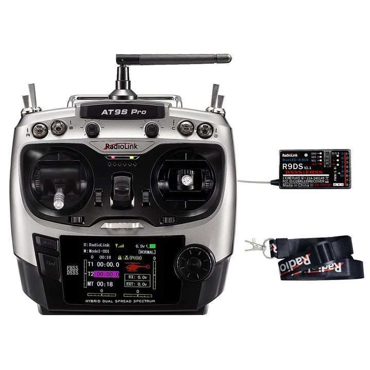 Radiolink AT9S Pro RC Fernsteuerung mit Empfänger, 10/12 Kanäle mit Empfänger-R9DS 2.4 GHz Fernbedie