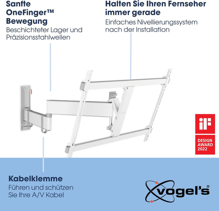 Vogel's Comfort TVM 3645 Hochwertige Schwenkbare TV-Wandhalterung für 40-77 Zoll Fernseher | Bis 35