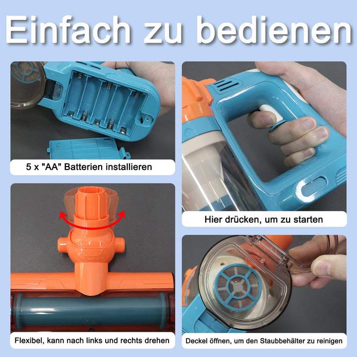 3-in-1 Kinderstaubsauger, Spielzeug Staubsauger für Kinder ab 3 Jahren, Spielzeugstaubsauger mit ech