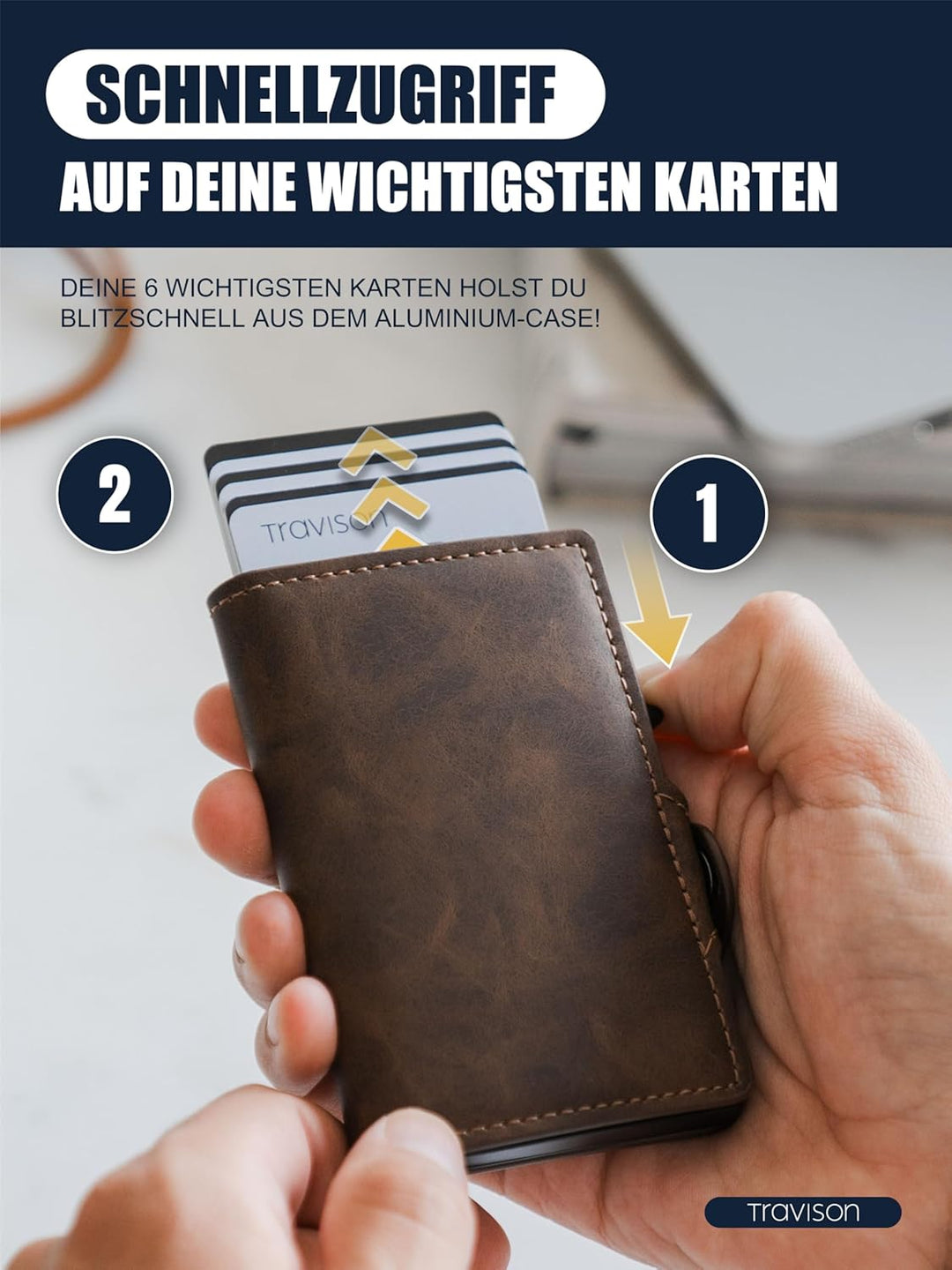 Travison® SMART Wallet mit Münzfach und Geldscheinfach - Kartenetui mit Münzfach und Schnellzugriff