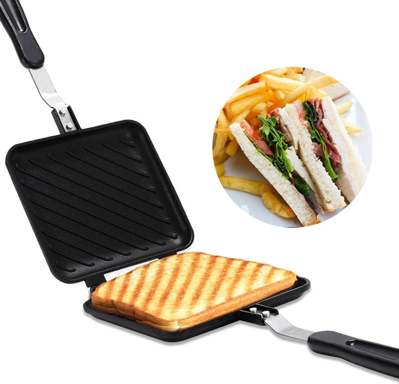 Sandwich-Pfanne, Doppelseitige Bratpfanne aus Aluminiumlegierung, Antihaft-Sandwich-Maker, Flip-Gril