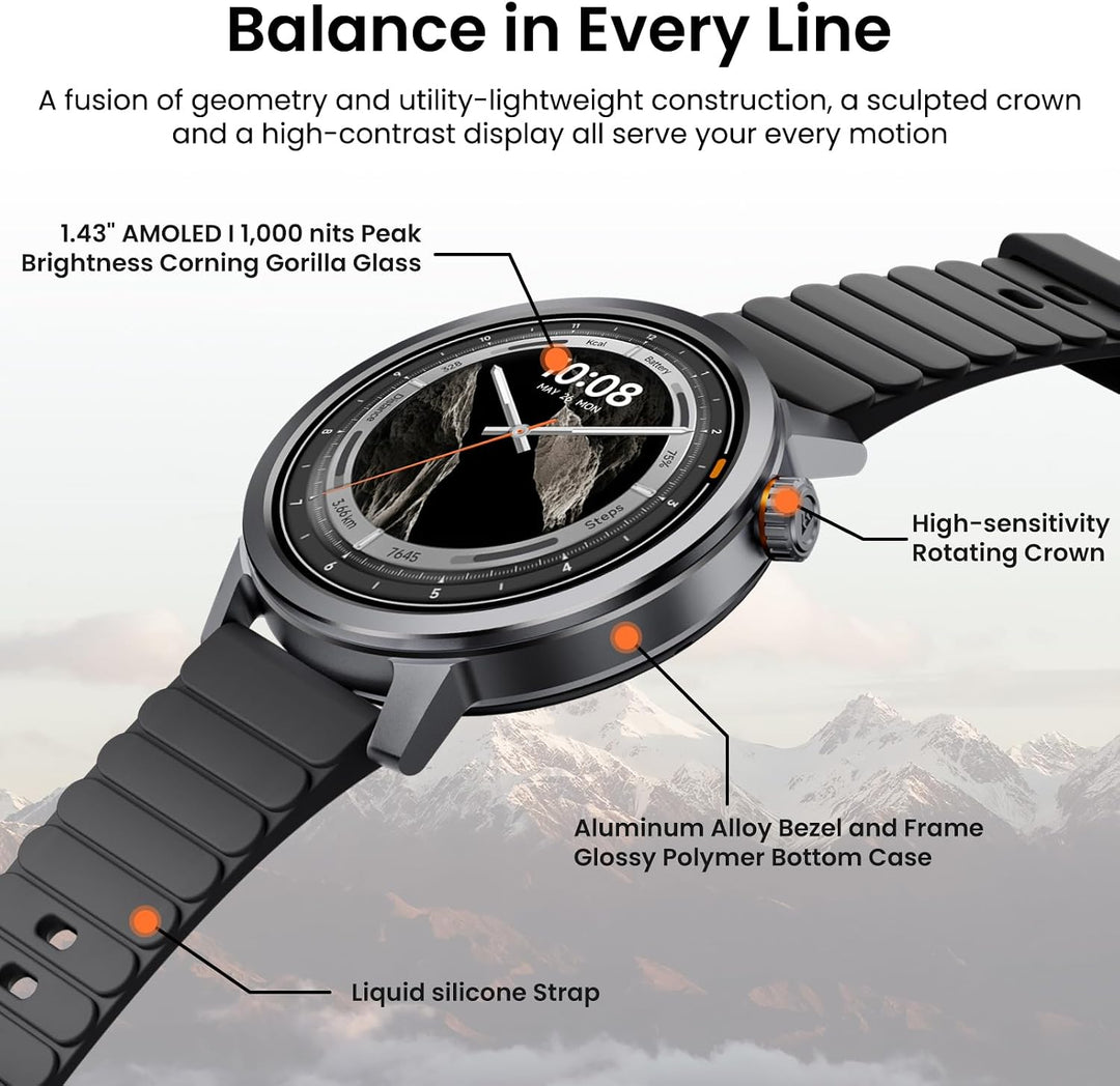 KOSPET ORB Smartwatch Herren, Ultra-Leicht, bis zu 25 Tage Akkulaufzeit, 1,43" AMOLED Fitnessuhr mit