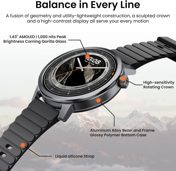 KOSPET ORB Smartwatch Herren, Ultra-Leicht, bis zu 25 Tage Akkulaufzeit, 1,43" AMOLED Fitnessuhr mit