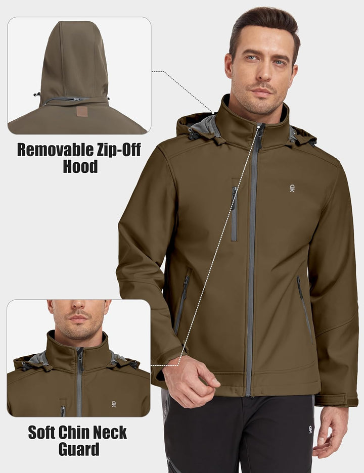 Little Donkey Andy Softshelljacke für Herren mit abnehmbarer Kapuze, Fleecefutter und Wasserabweisen