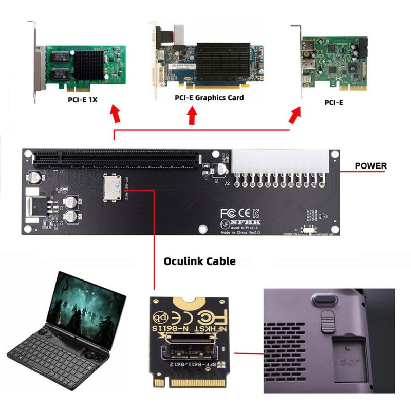 chenyang Oculink SFF-8612 auf PCI-E 3.0 M.2 M-key auf SFF-8611 Host Adapter für GPD WIN Max2 externe