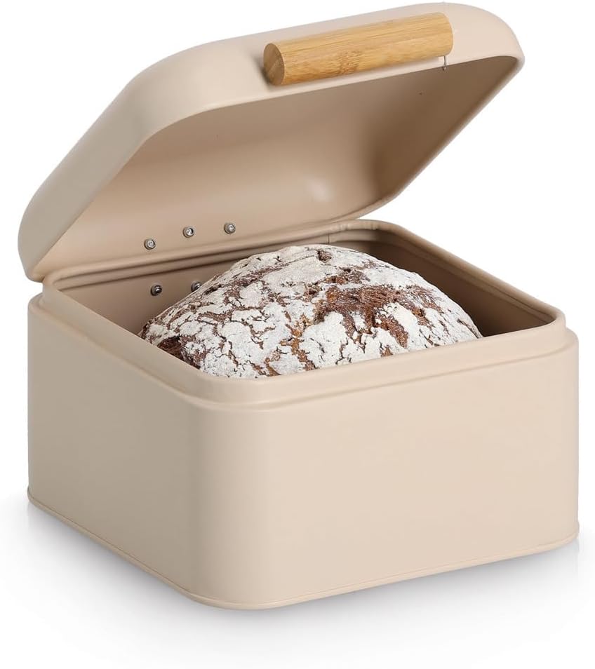 Zeller Brotkasten, Metall/Bambus, beige