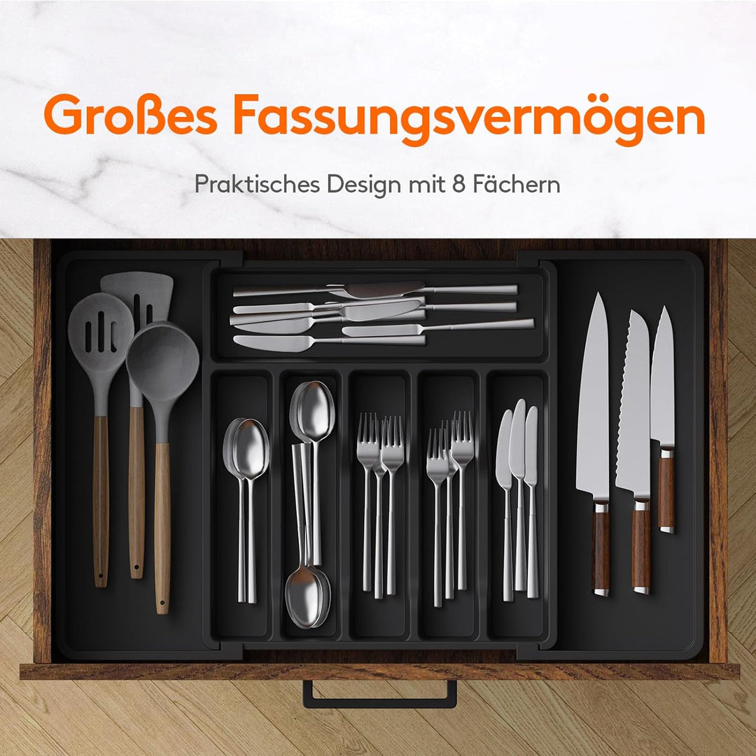 Lifewit Besteckhalter, erweiterbarer Utensilienhalter für Schublade, Verstellbarer Besteckkasten, ko