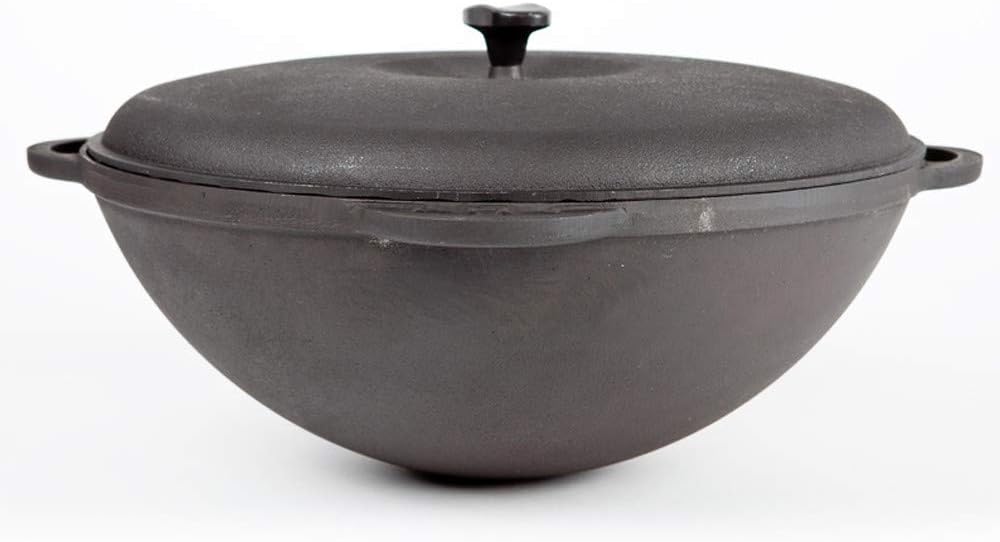 Kasan | Gusseisen | mit Deckel | Kazan | Wok | Asia Topf | Feuertopf | Kasan Plov | Plow | Beschbarm