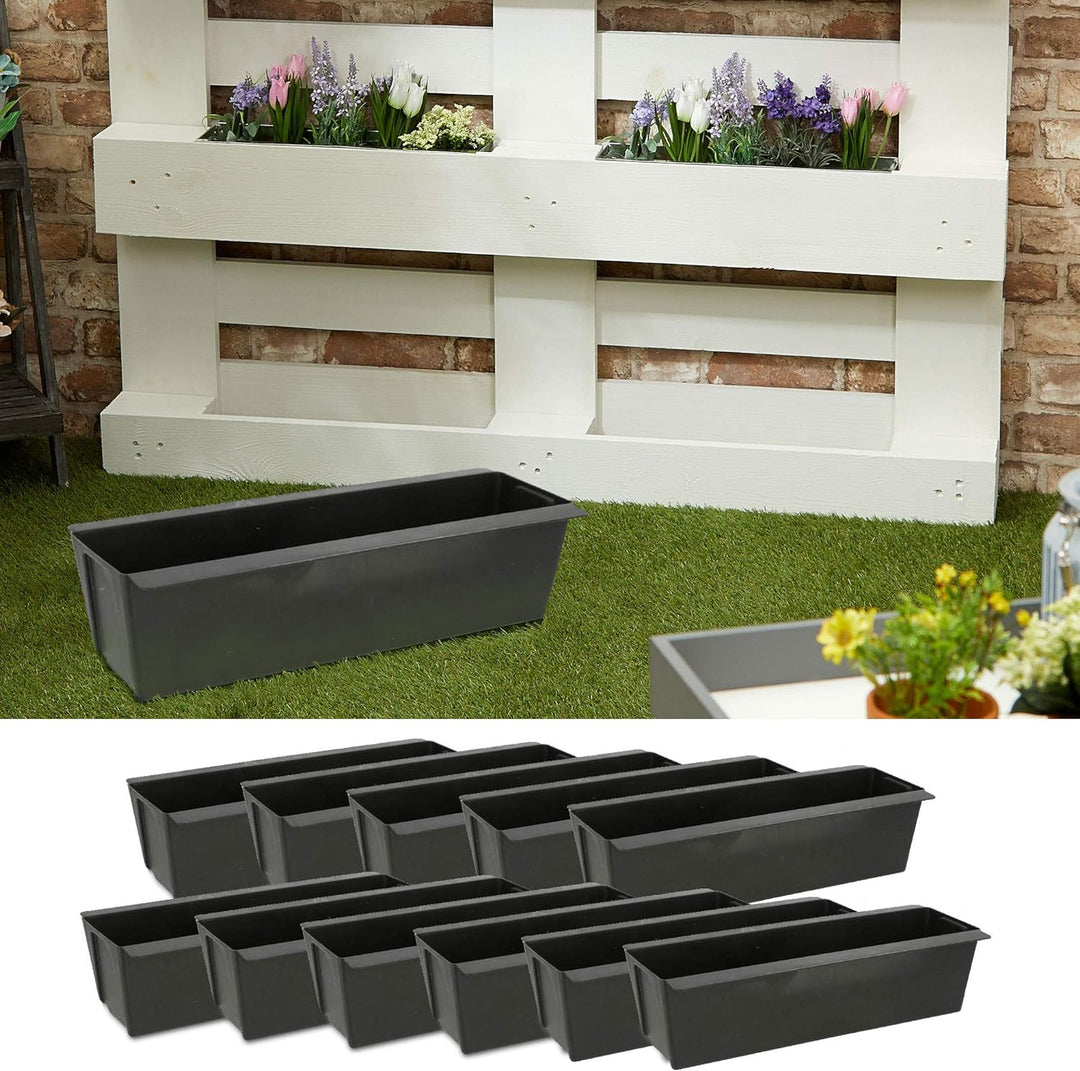 Cepewa Pflanzkasten passend für Europaletten 12er Set aus Kunststoff Pflanzkübel Breite 38 cm (1 x 1