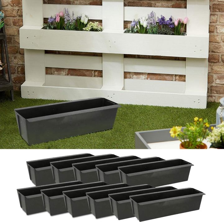 Cepewa Pflanzkasten passend für Europaletten 12er Set aus Kunststoff Pflanzkübel Breite 38 cm (1 x 1