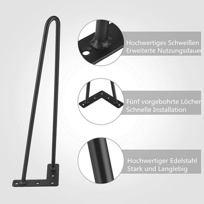 Greensen Tischbeine Metall Schwarz, Möbelfüsse 4 Stück Haarnadelbeine Hairpin Legs Haarnadel Tischbe