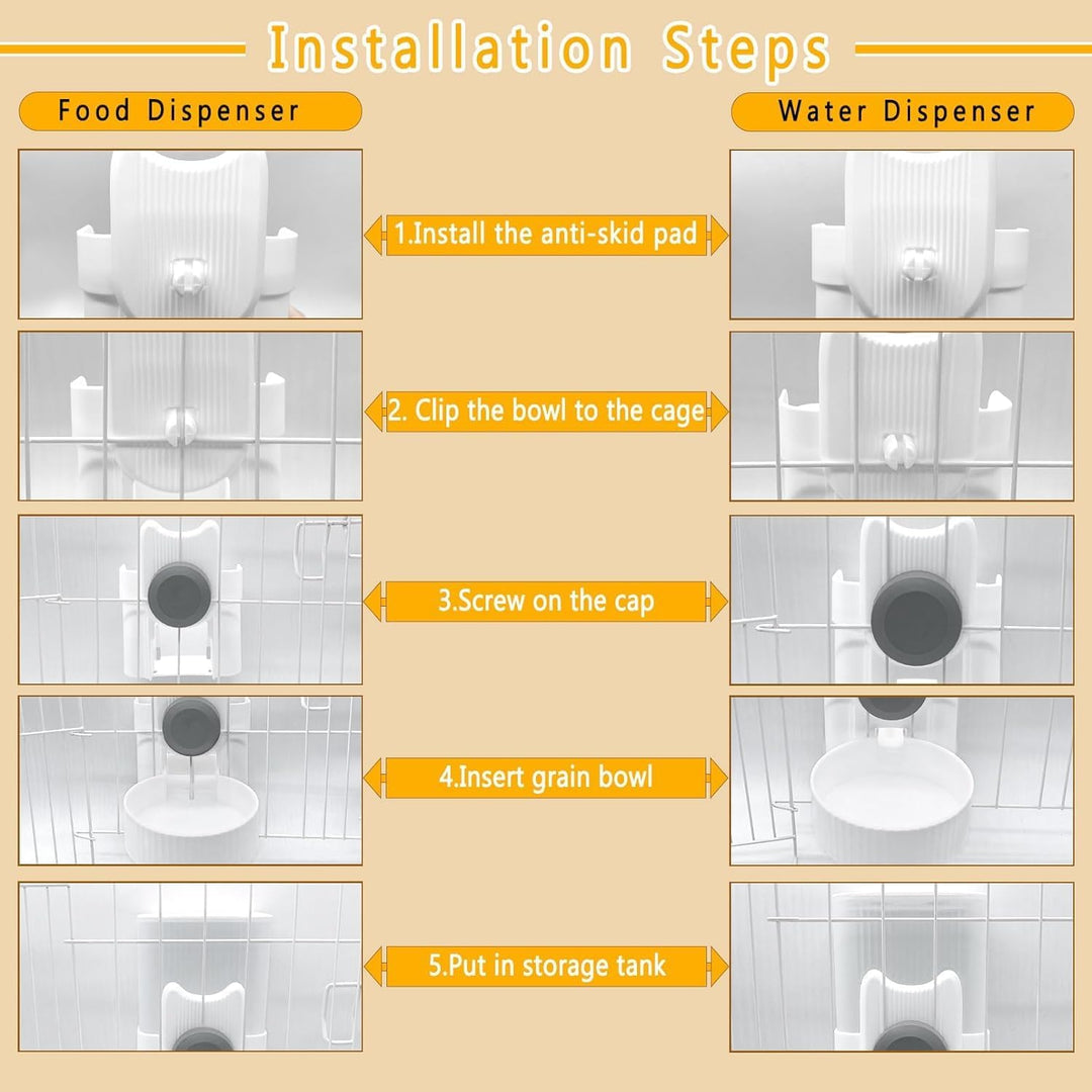 Kathson Rabbit Gravity Auto Feeder Set 35oz Hanging Automatic Food Water Dispenser Cage Automatic Fe