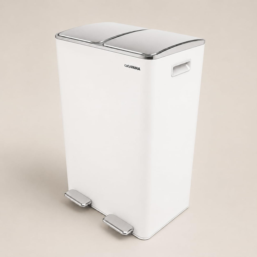 CATAVANA Küchen-Recyclingeimer 2 x 30 l – Doppelkammer-Recyclingeimer 60 l – Moderner Recyclingeimer