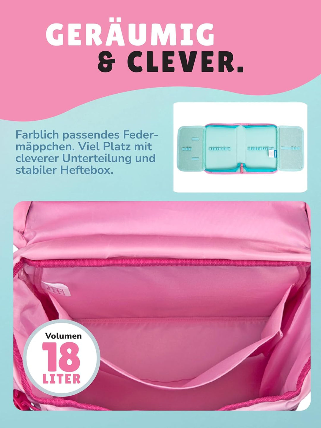 Familando Mädchen Schulranzen 1. Klasse Schul-Rucksack Set sehr leicht 8-tlg. | 3-fach Höhenverstell
