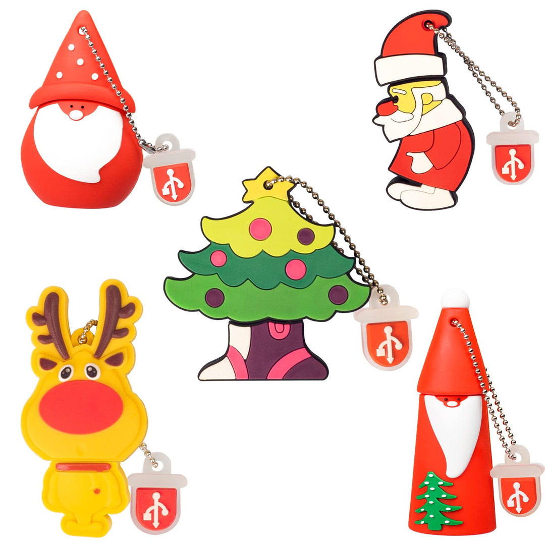 LEIZHAN USB-Stick 5 Stück 16GB Speicherstick Der Weihnachtsmann Elch Niedlichen Weihnachtsserie Gesc