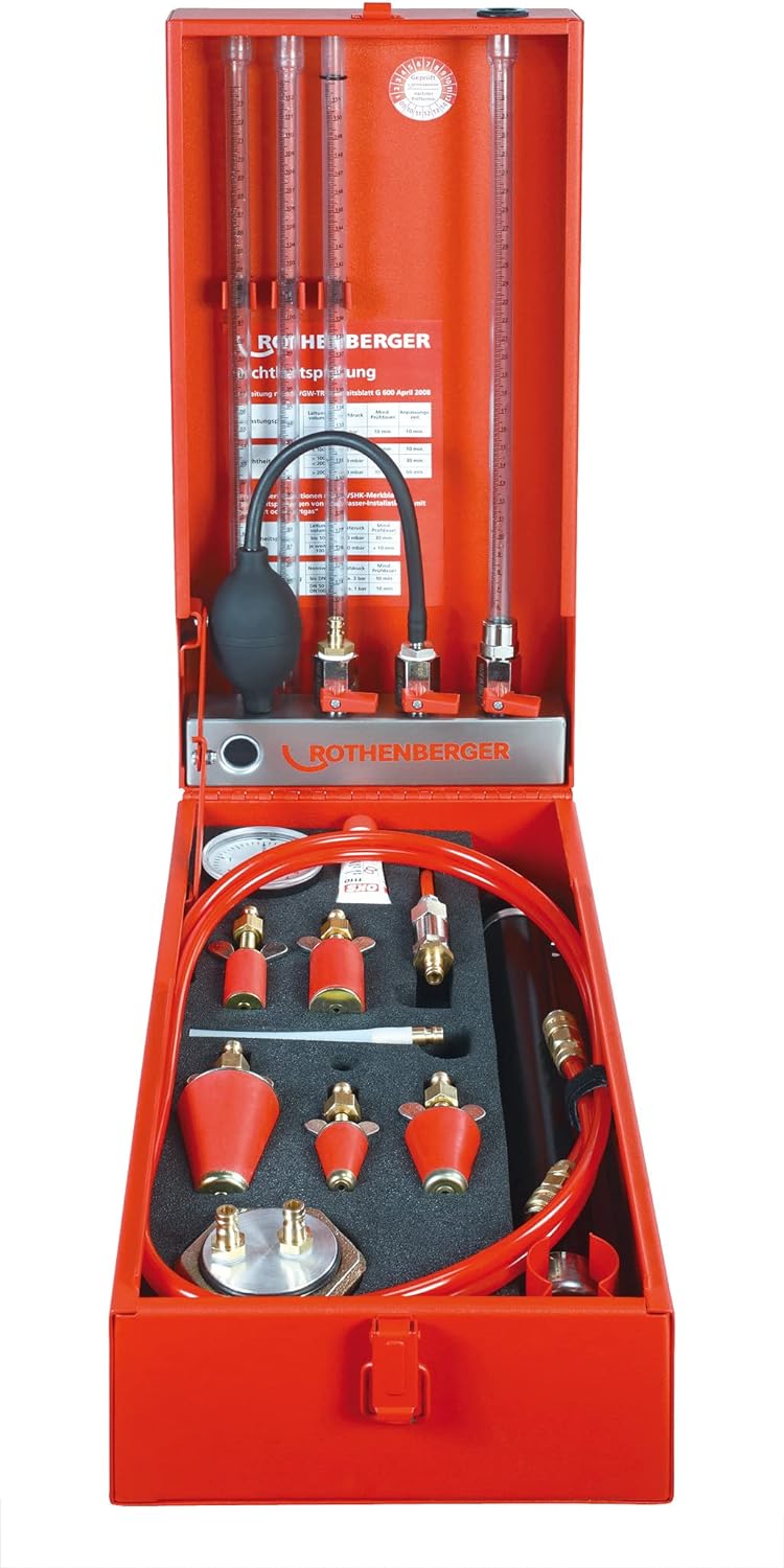 ROTHENBERGER 61700 ROTEST GW 150/4 Analoges Dichtheitsprüfgerät mit Einrohrzählerkappe, 0-4 Bar Prüf