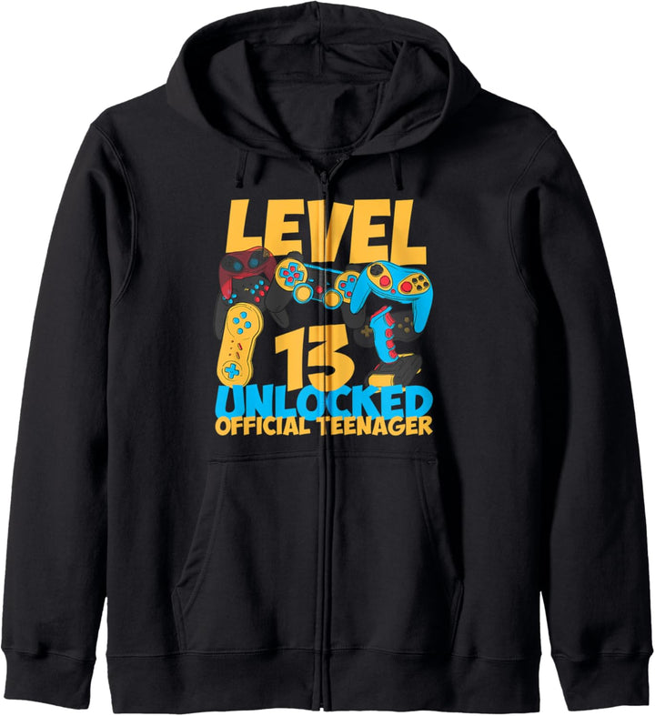 Lustiger 13. Geburtstag Level 13 Unlocked Official Teenager Kapuzenjacke