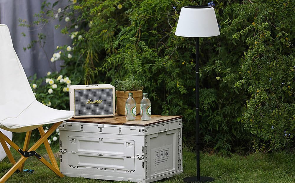 Lunartec LED Akku Tischleuchte: 2er-Set Solar-LED-Tisch- & Stehleuchte, Fernbedienung, CCT, 400 lm (