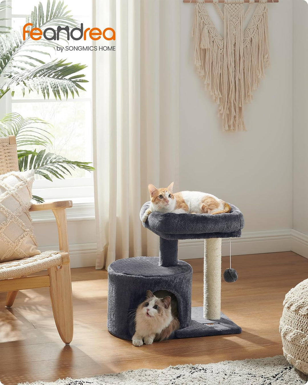 Feandrea Kratzbaum klein, Katzenbaum mit Sisalstamm, Katzenkratzbaum mit gepolsterter Plattforme, fü