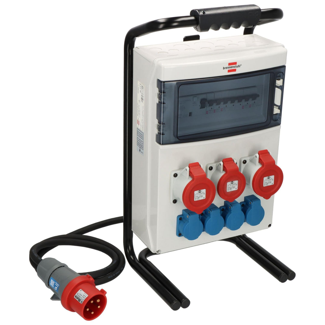 Brennenstuhl Tragbarer Stromverteiler/Baustromverteiler (2x32A + 1x16A CEE-Steckdosen, 2m Kabel, für