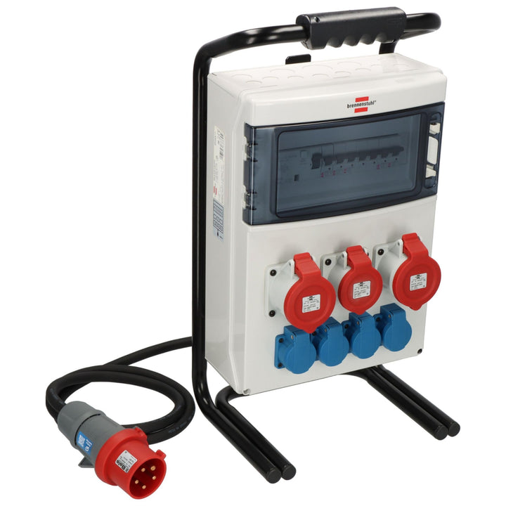 Brennenstuhl Tragbarer Stromverteiler/Baustromverteiler (2x32A + 1x16A CEE-Steckdosen, 2m Kabel, für