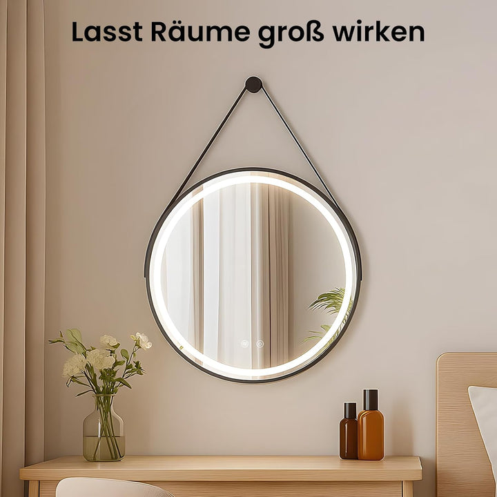 LED Spiegel Bad mit Beleuchtung 60cm Rund – Touch-Schalter, Beschlagfrei, Dimmbar – Badezimmerspiege