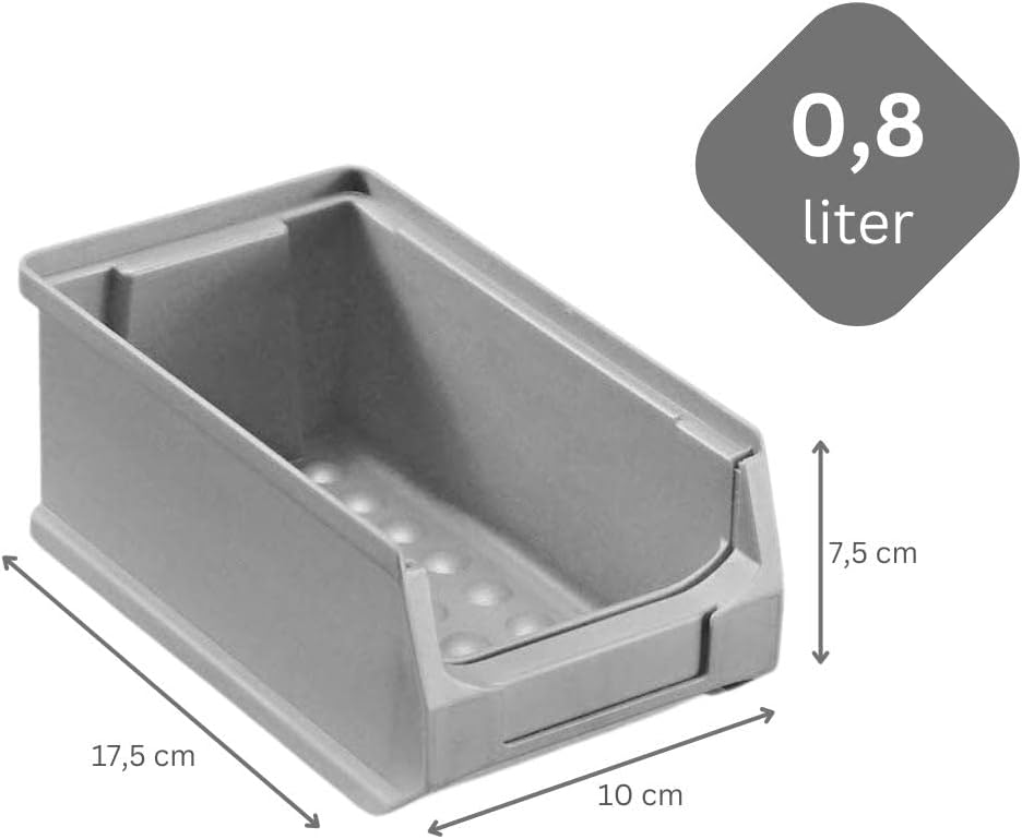 Wandleiste mit 6x Graue Sichtlagerbox 2.0 | HxBxT 7,6x60,5x17,6cm | Wandhalterung, Kleinteileaufbewa