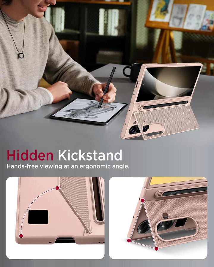 Miimall Kompatibel mit Samsung Galaxy Z Fold 5 Hülle mit S-Pen & Stifthalter, [HD Displayschutz] Ult