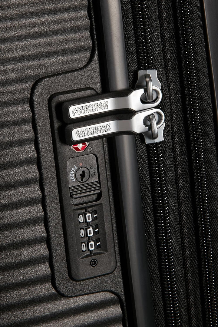 American Tourister Soundbox - Spinner S Erweiterbar Handgepäck, 55 cm, 41 L, Schwarz (Bass Black) Sc