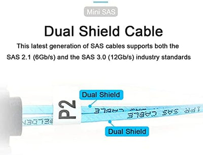 NFHK Internal Mini SAS SFF-8643 Host to 4 SAS 29Pin SFF-8482 Target Disk 6Gbps Data Server Raid Cabl