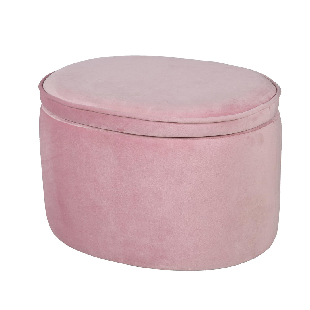 roba Kinderhocker Lil Sofa mit Stauraum - Ovaler Hocker in rosa Samtstoff - Polstermöbel Pouf für Ki