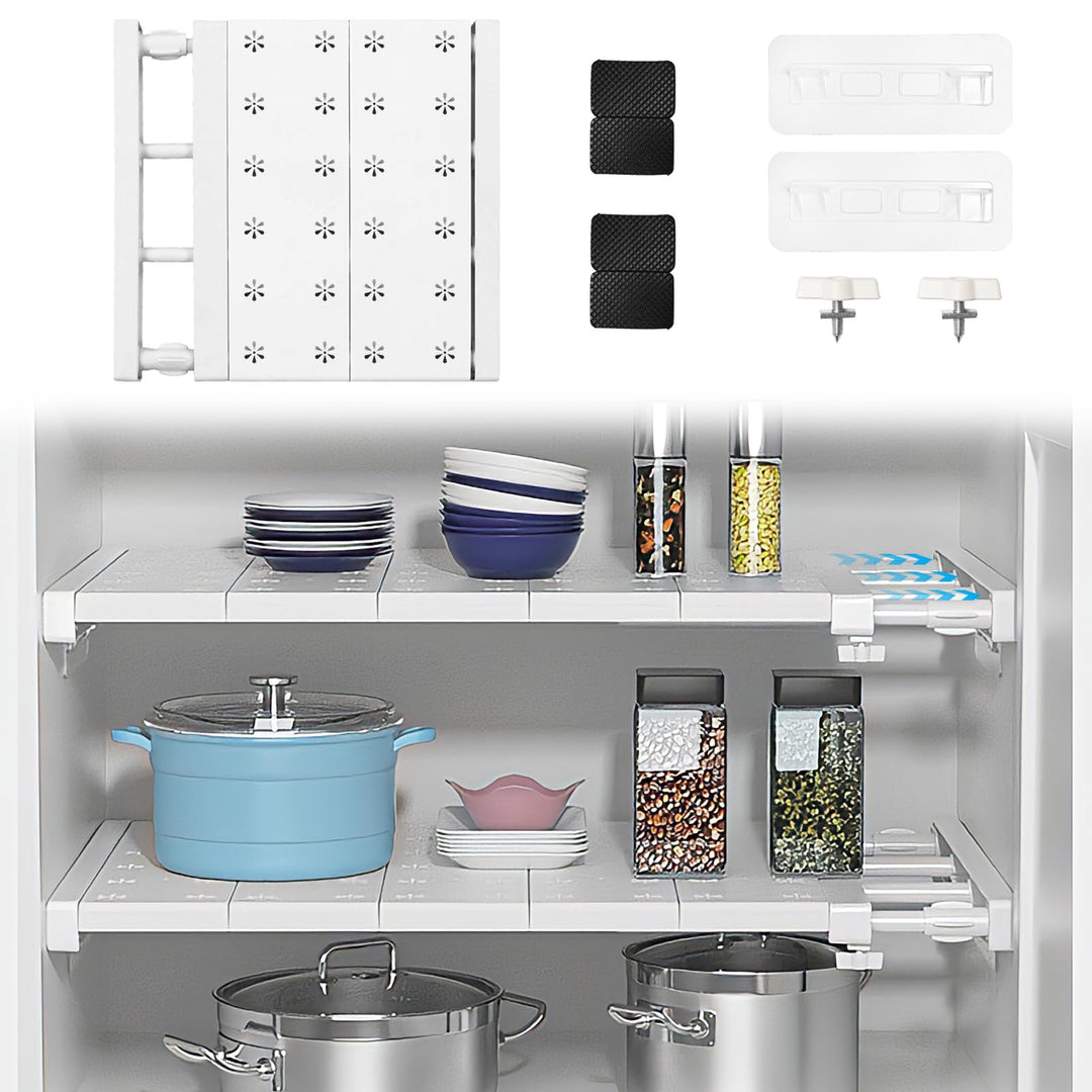 Verstellbare Einlegeböden Schrank - 35cm Weit, Verstellbare Länge 30-45cm - Erweiterbares Einlegeböd