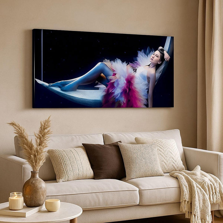 Panorama Bilder auf Leinwand 100x40cm Leinwandbild Frau Geheimnis Kleid elegant Gross Wanddeko Bild