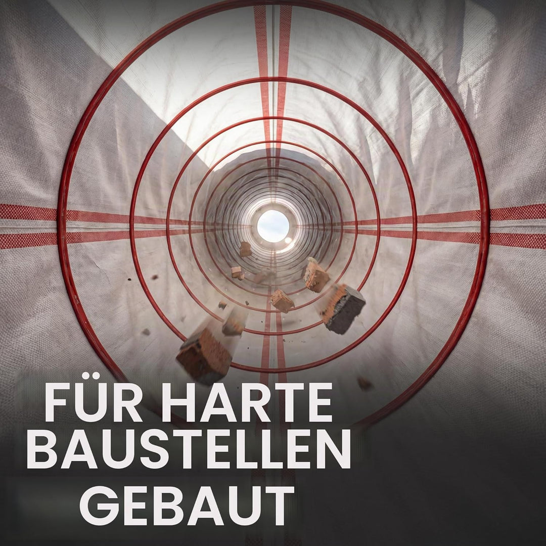 Flexible Schuttrutsche 15m | Bauschuttrutsche mit Einfülltrichter | Spanngurten, Robuste Abfallrutsc