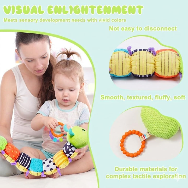 Raupe Plüschtier Spielzeug, Baby Spielzeug 0 3 6 Monate, Sensorik Raupe Mit Greifling, Rassel, Spieg