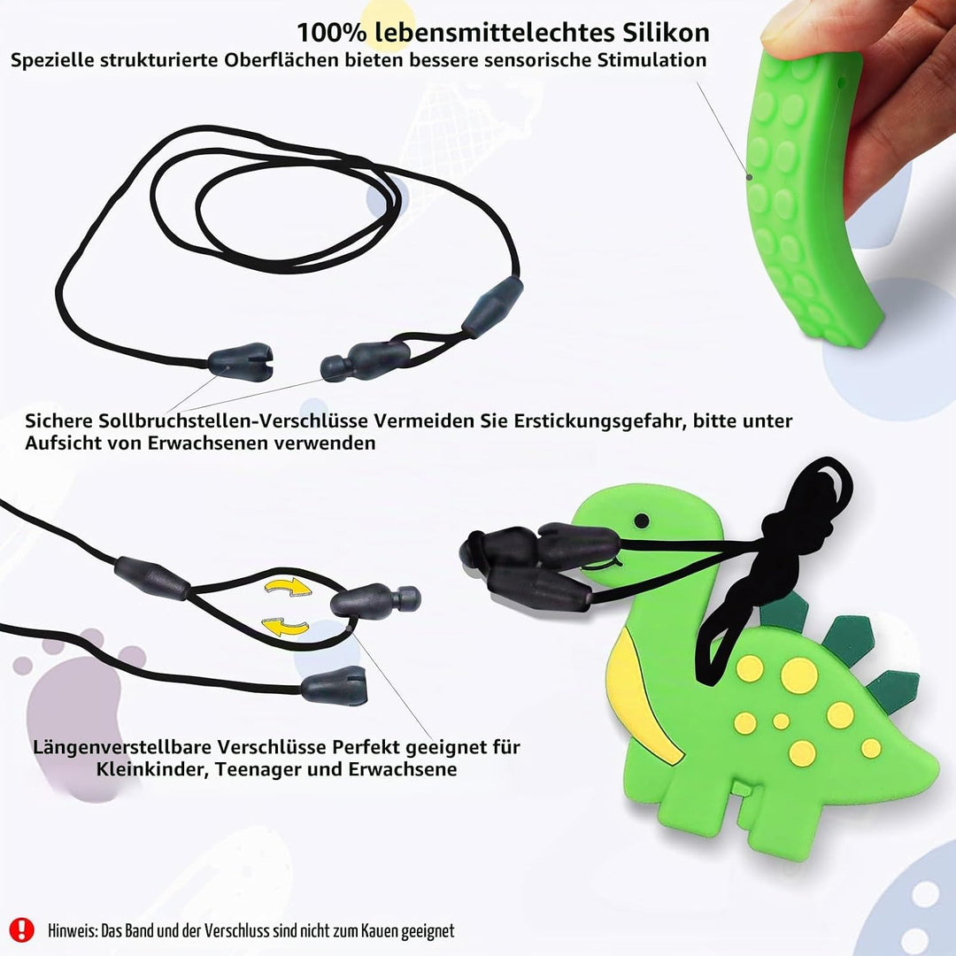 Kaukette für Kinder, 6 Stück Sensory Kauen Halskette, Silikon Beissring für Baby, Autismus Spielzeug